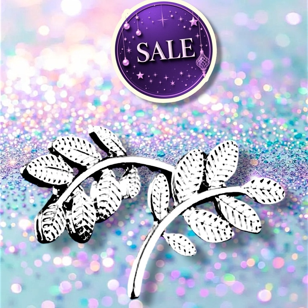 Silver Leaf Branch Stud Earrings NWT